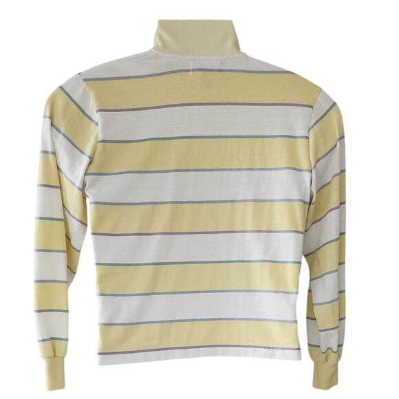 Ivy Sports Yellow, White Purple, Green Striped Blouse with snaps Women's Size L - Picture 3 of 8